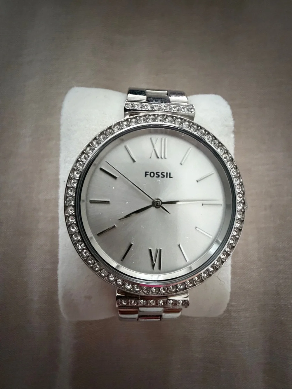 Fossil Silver Women's Crystal-Accent Bracelet Watch
